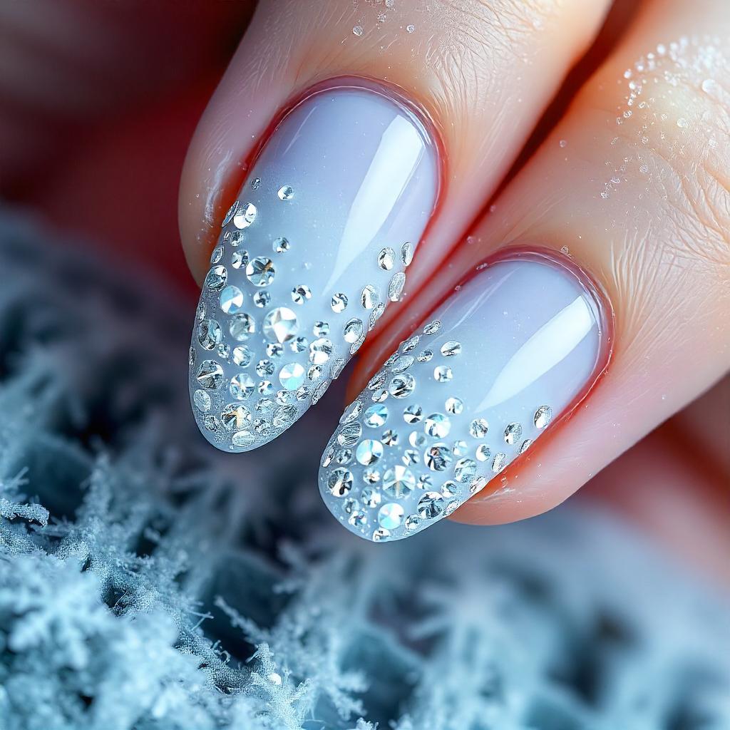 Winter Wonderland Rhinestone Nail Design