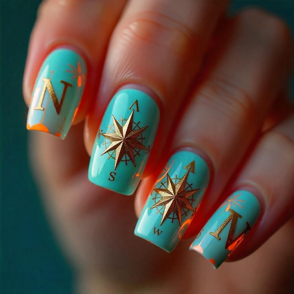 aqua blue nail designs