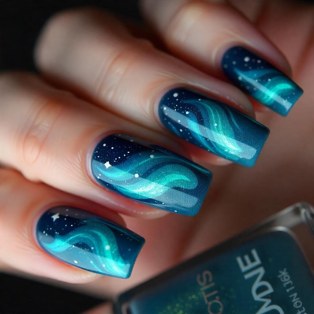 aqua blue nails