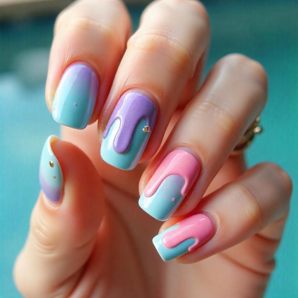 aqua blue popsicles nail designs