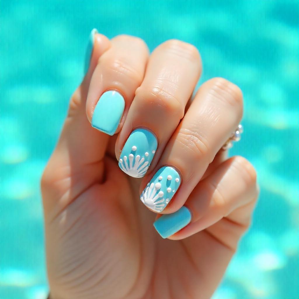 aqua shells nail designs