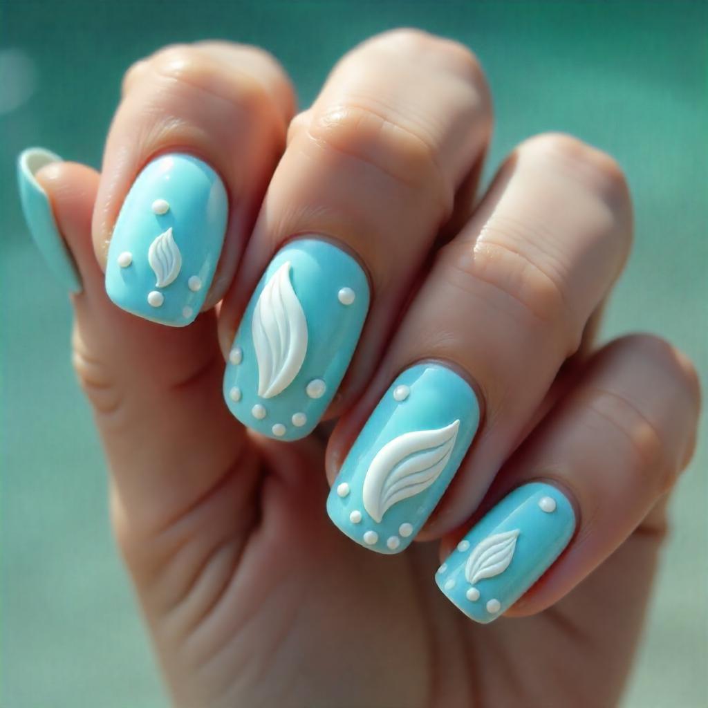 aqua blue nail designs