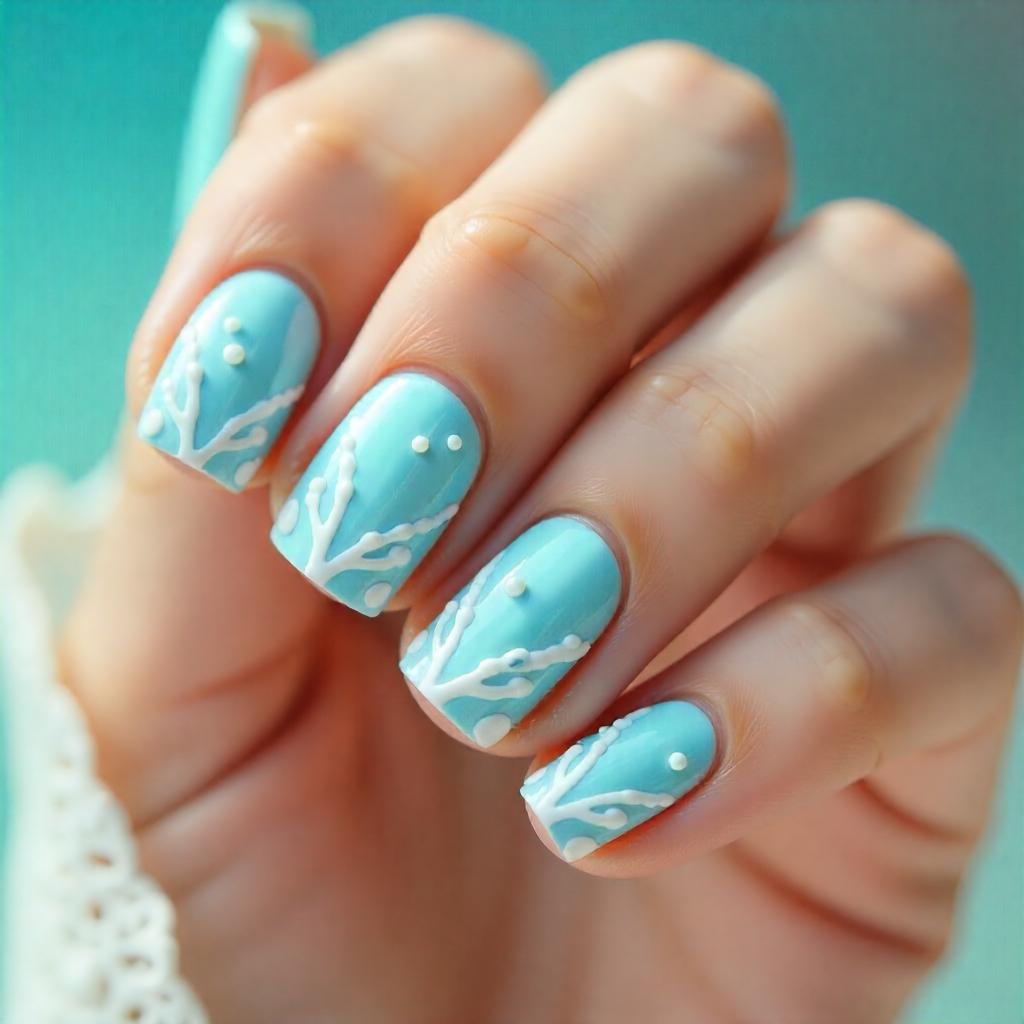 aqua shells nail designs