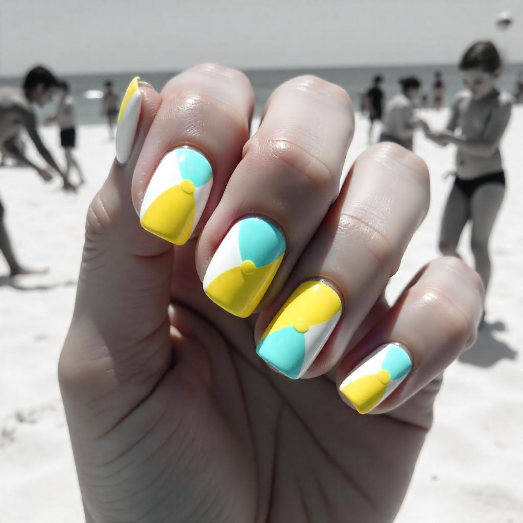 aqua blue and yellow nails