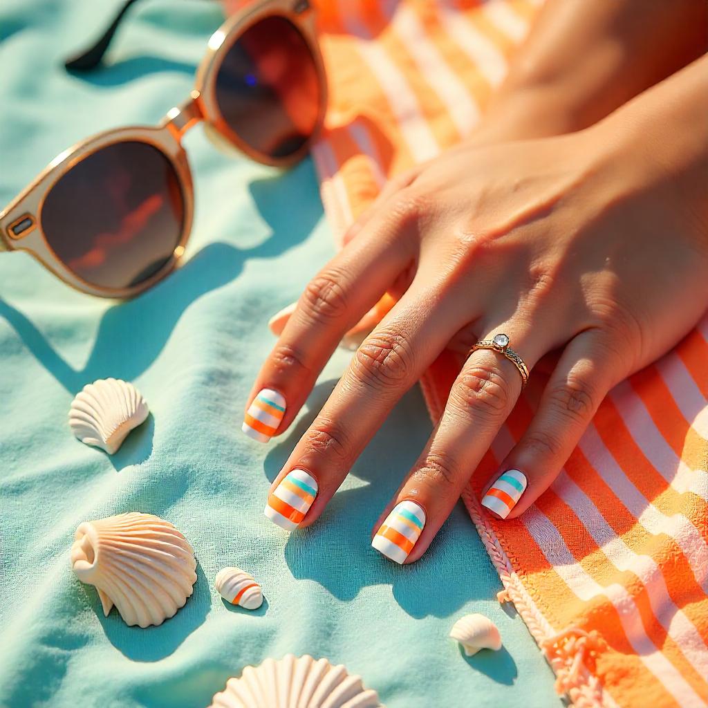 beach stripes nail designs