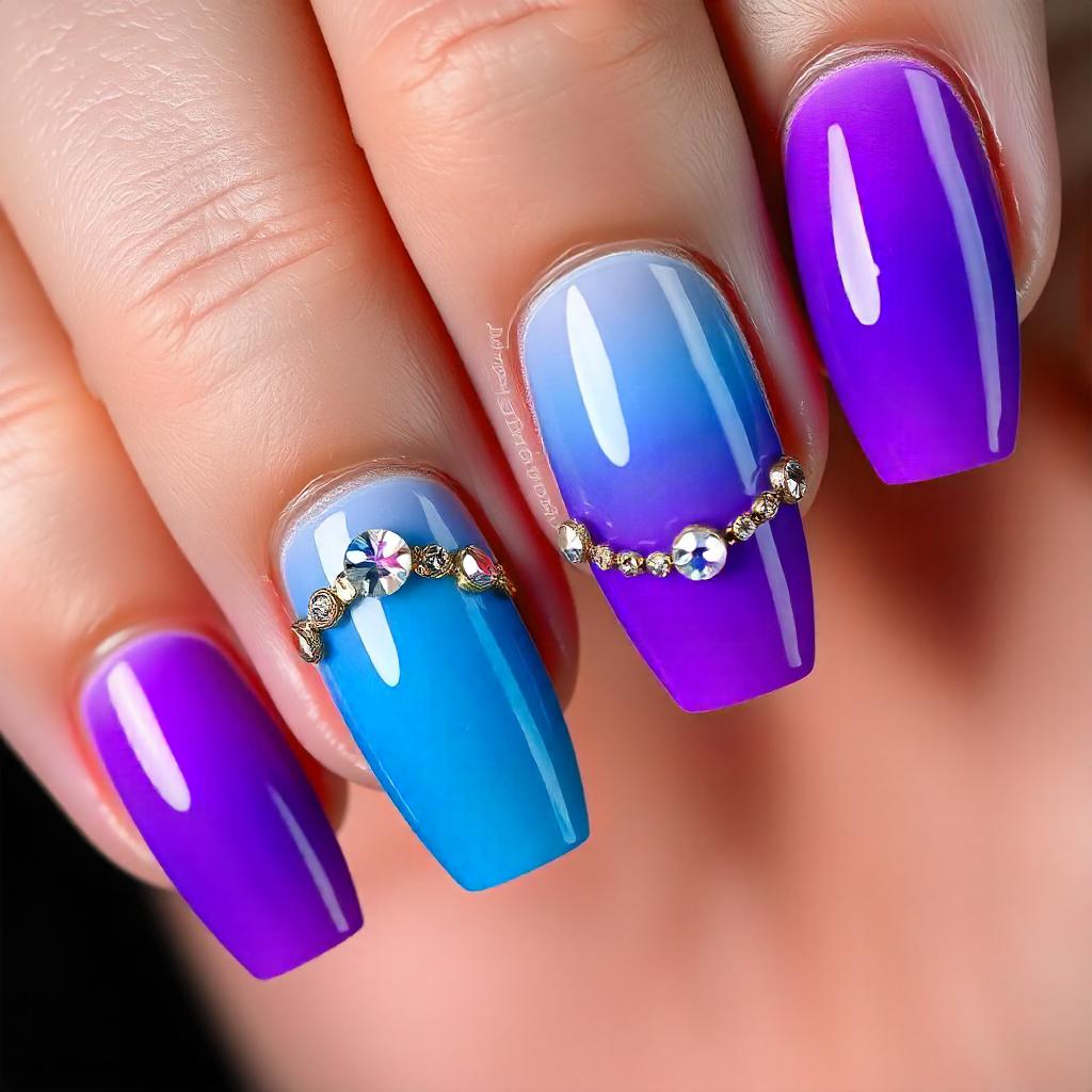 bold colors rhinestone nail designs