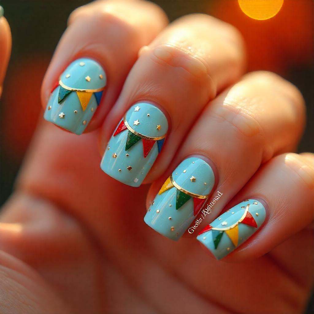 country fair flags nail art