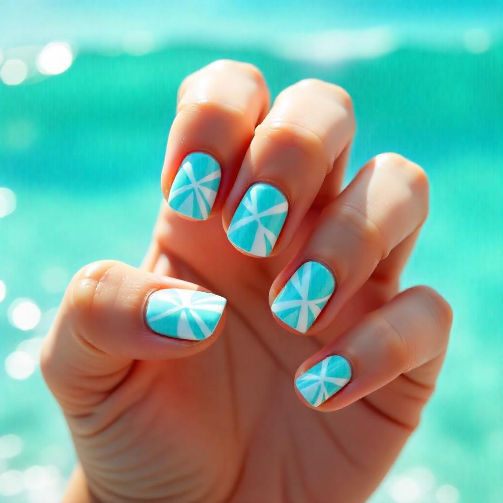 aqua blue flag nail designs