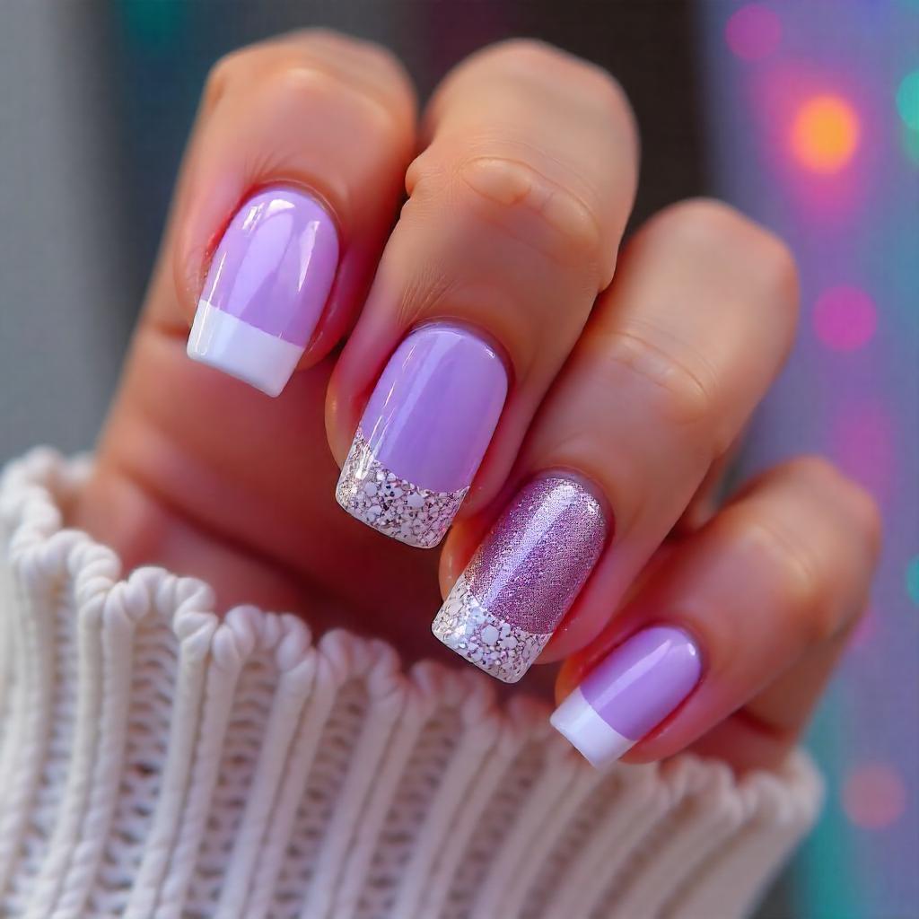 french tip lavender nail deisgns