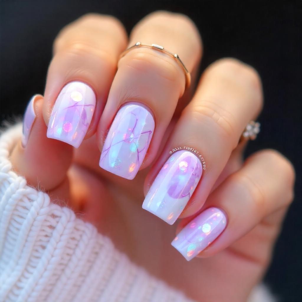 marble white lavender nail designs