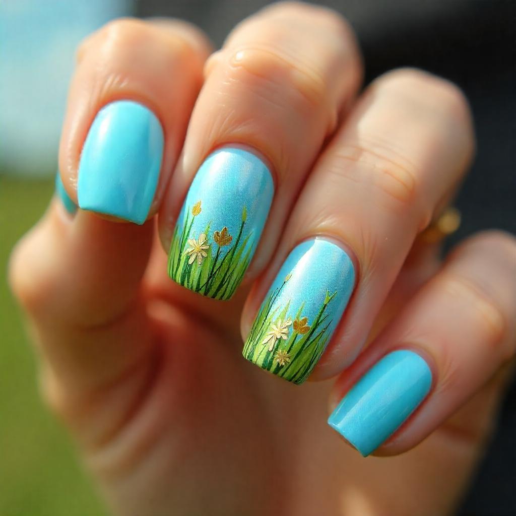 prairie grass-inspired western nail art