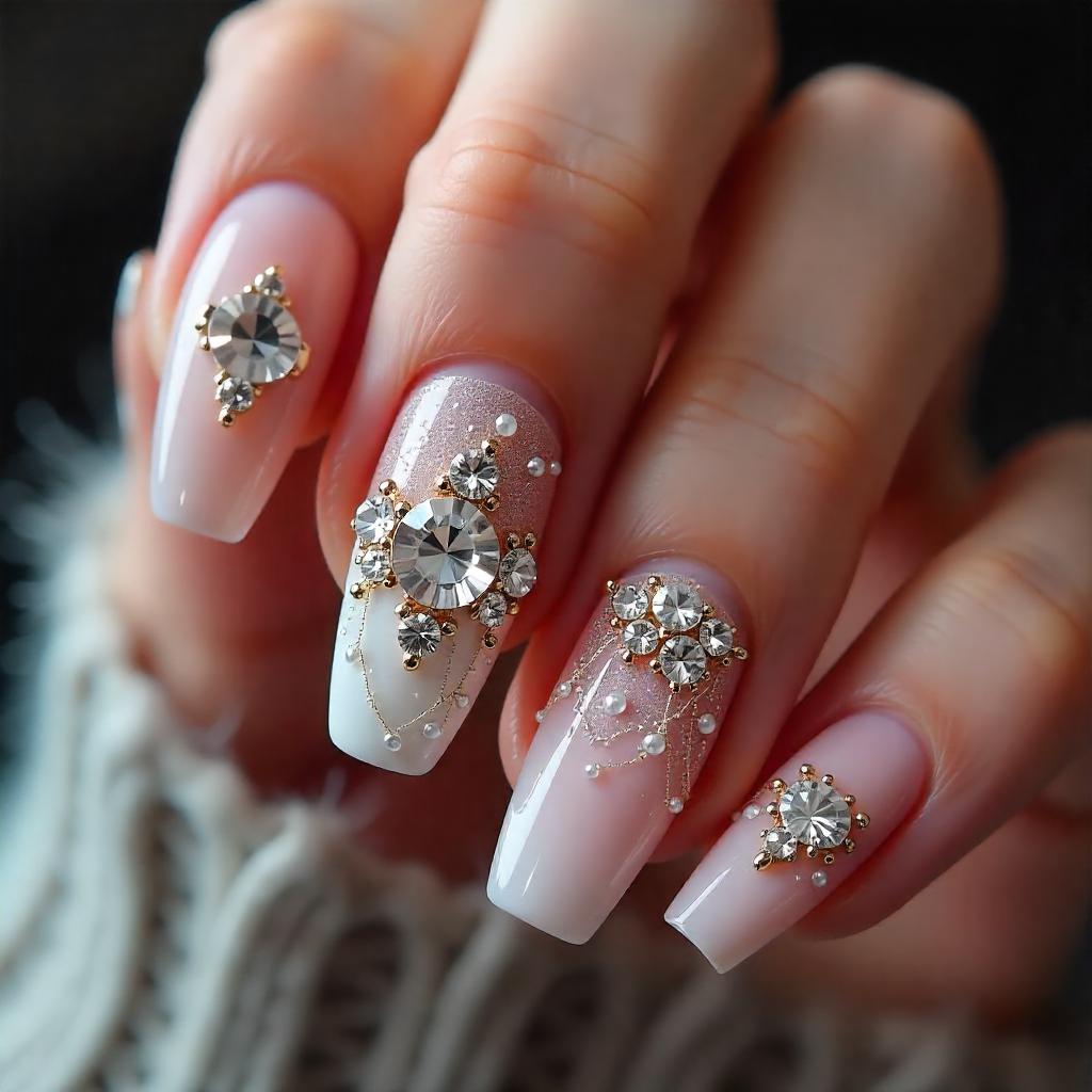 rhinestone Coffin Nails