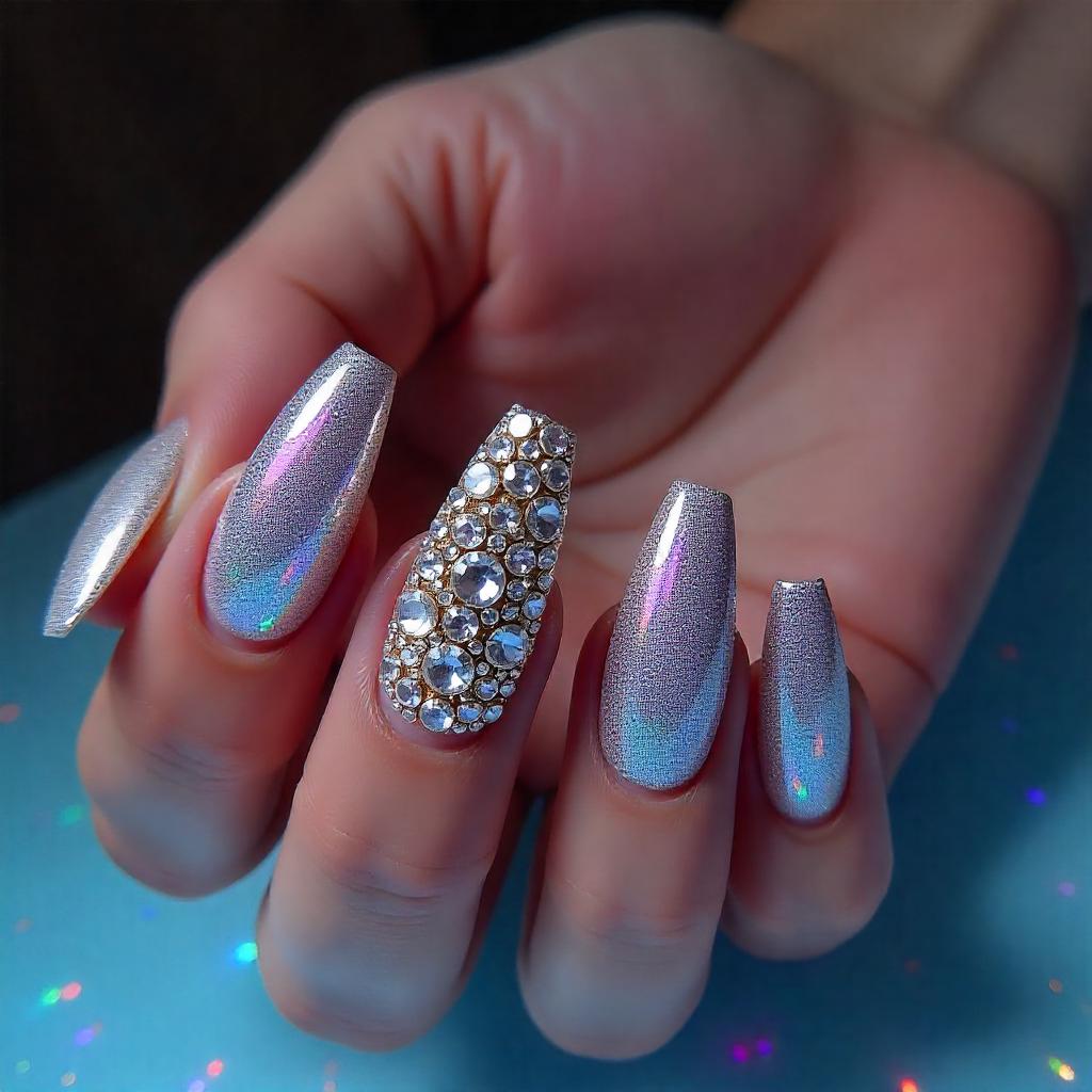 rhinestone Coffin Nails