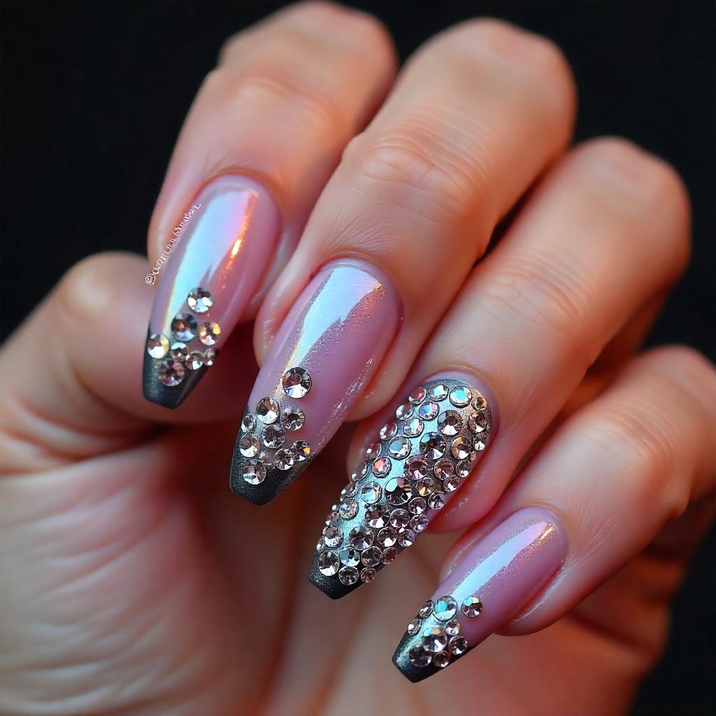 rhinestone Coffin Nails