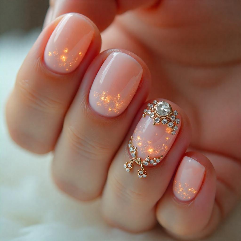 rhinestone Oval Nails