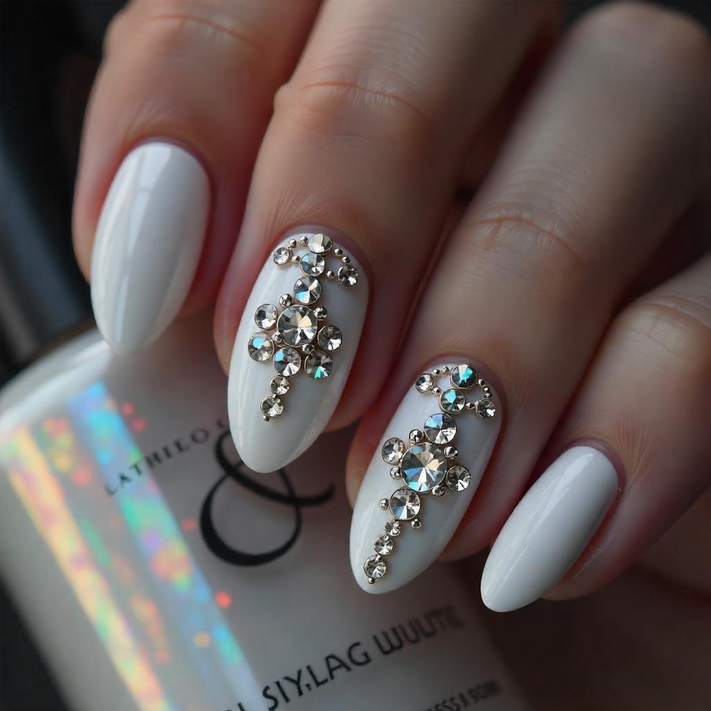 rhinestone Oval Nails