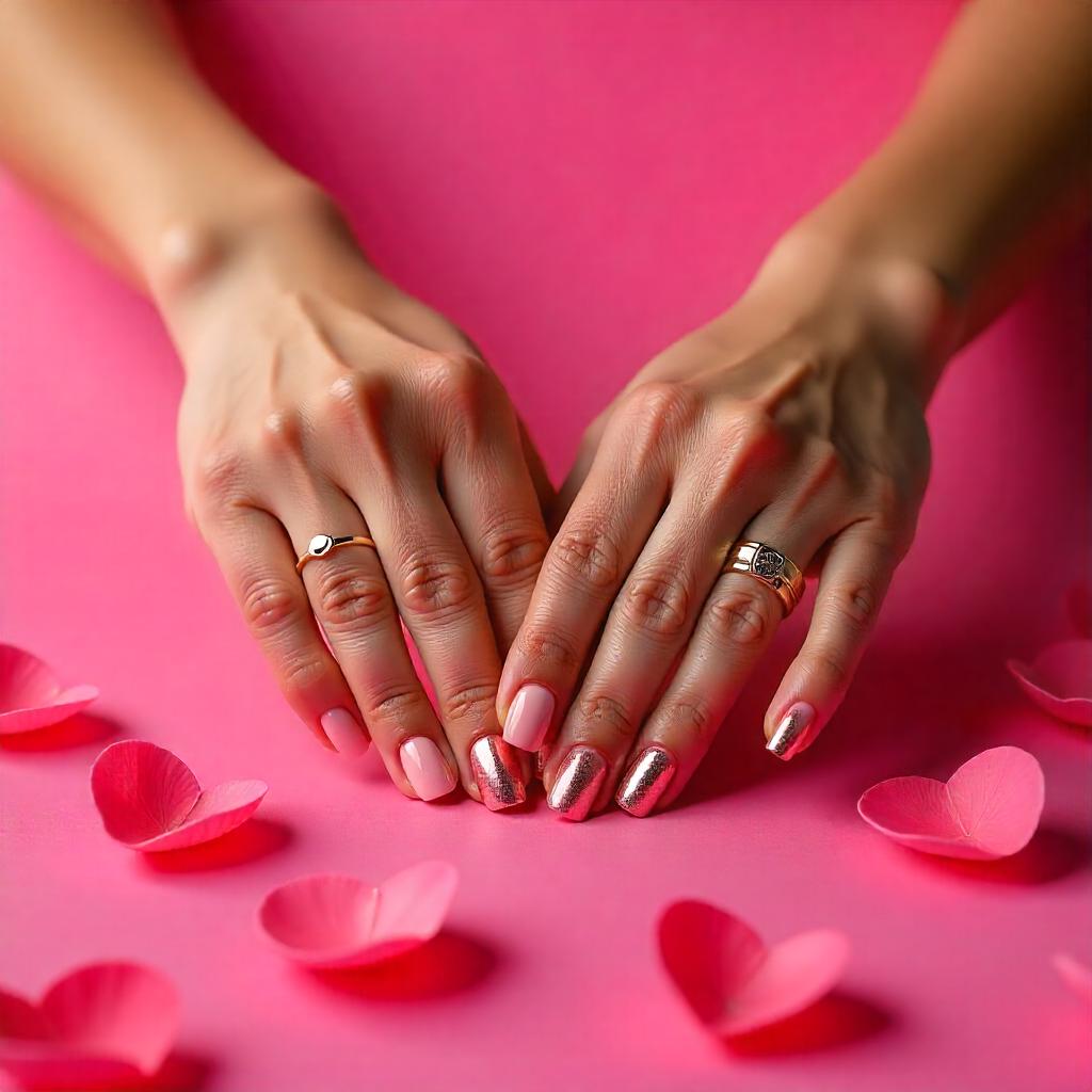 rose gold and pink nail designs