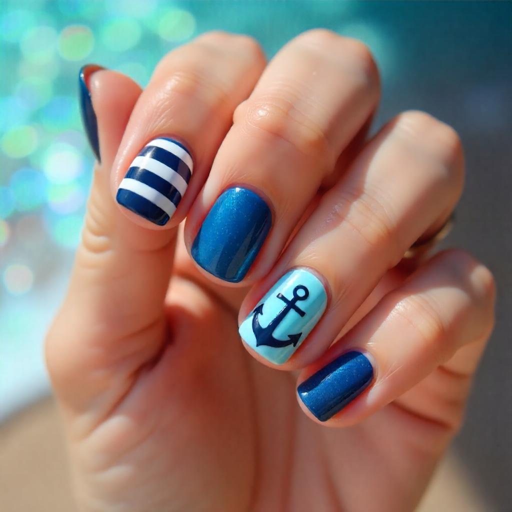 sailor stripes nail designs