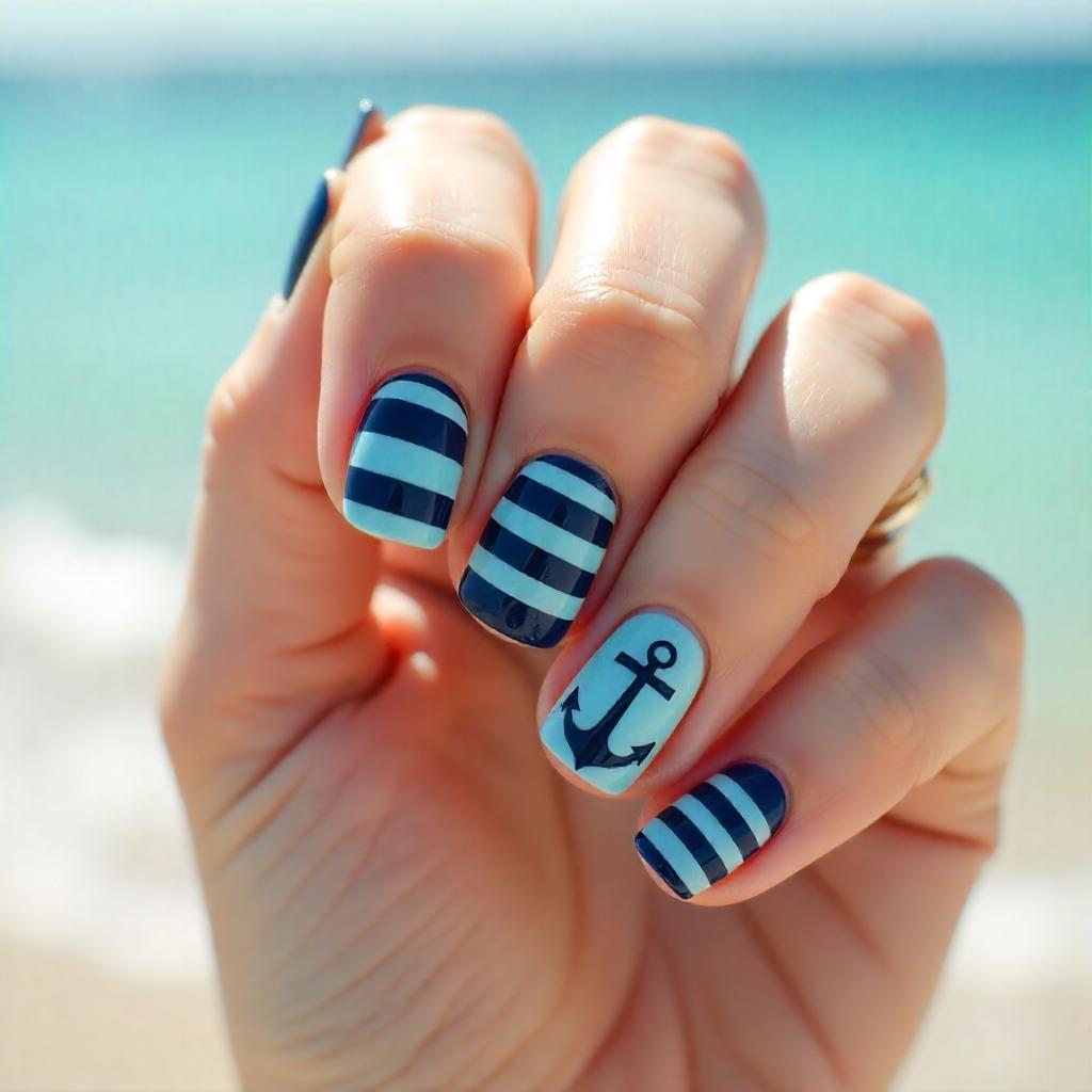 sailor stripes nail designs