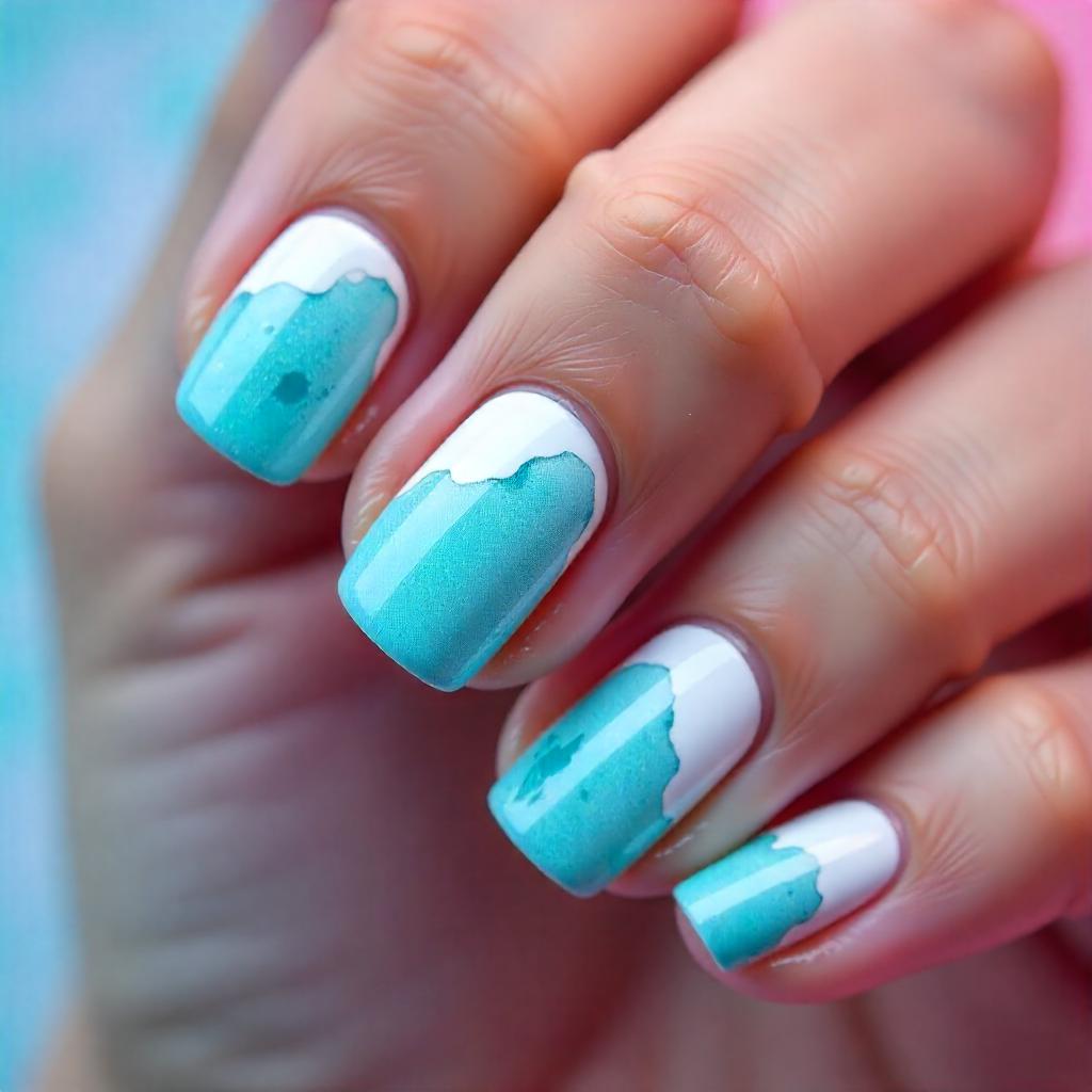 water paint aqua blue nails