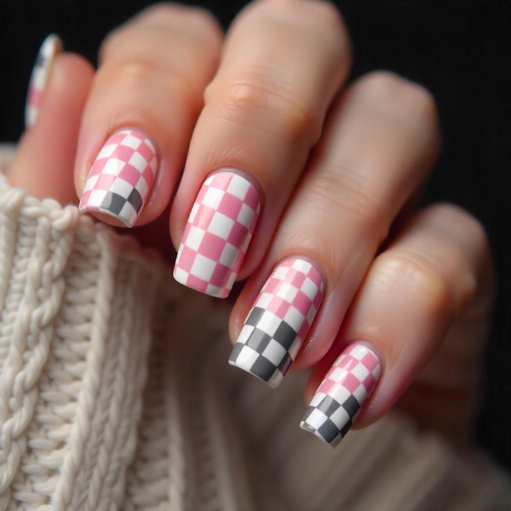 Checkmate Chic Nail Art