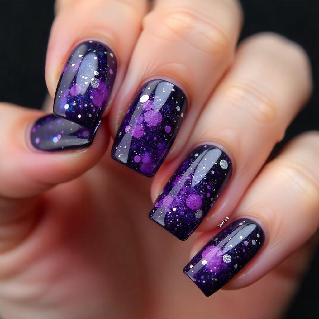 Cosmic Purple nail designs