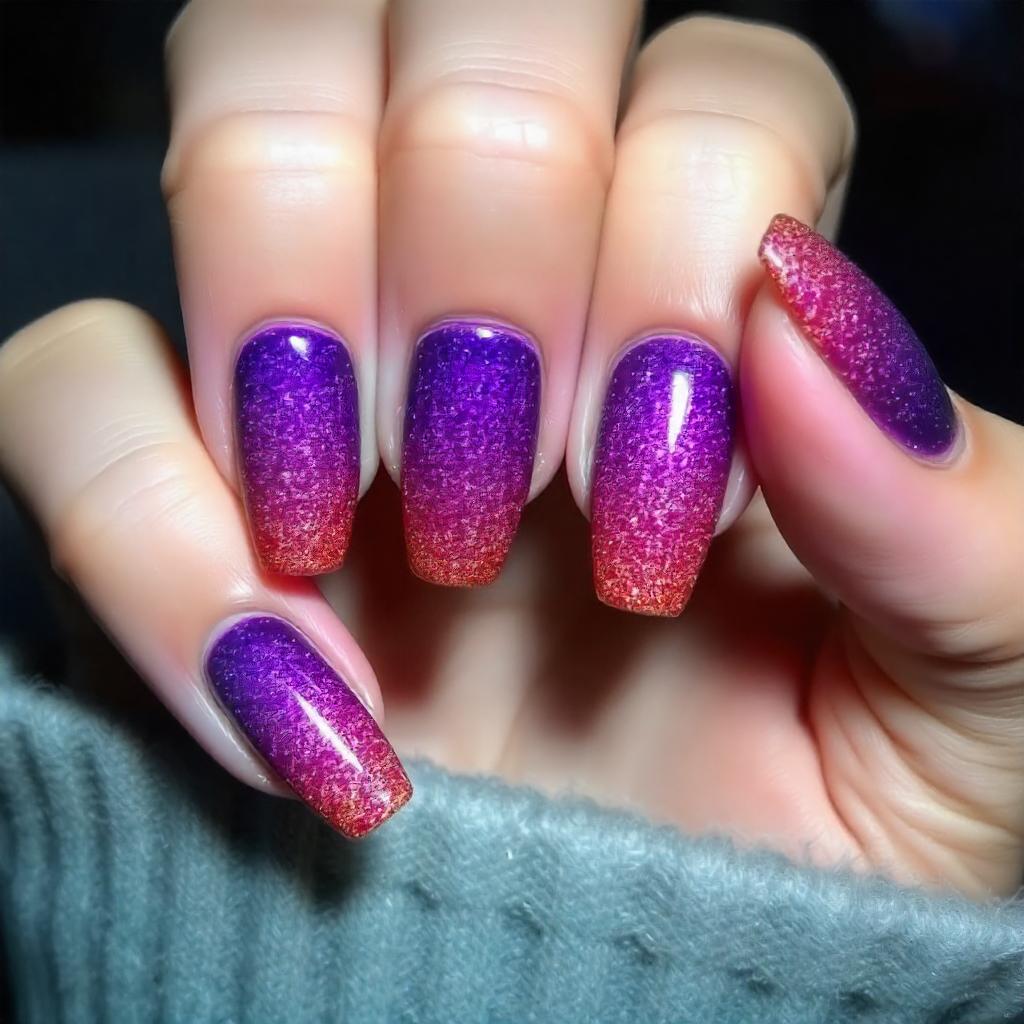 Gradient Purple Glitter Nail Designs