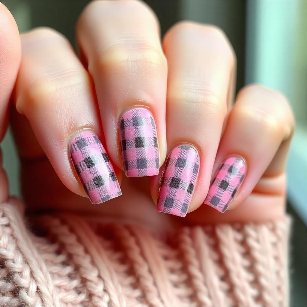 Mini Plaid Pattern nails