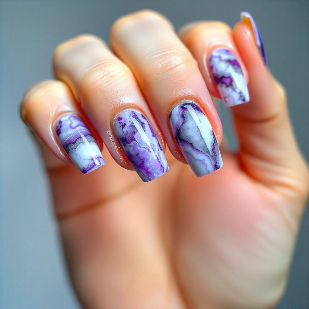 Purple Marble Nail Designs 2024