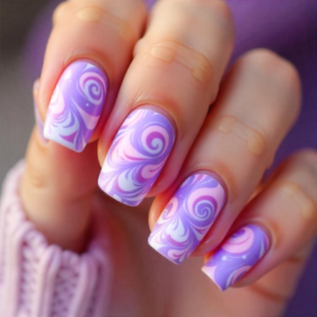 Swirl Purple nail art