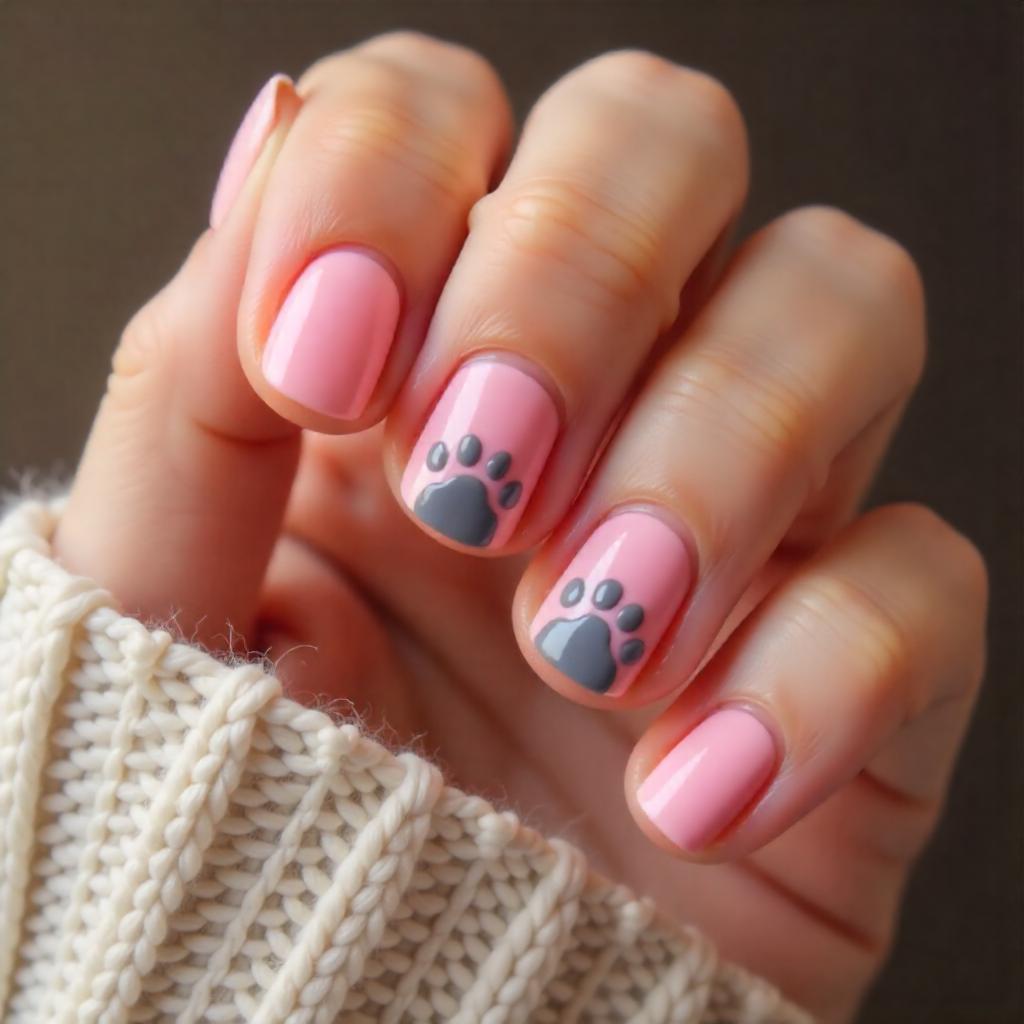 Tiny Paw Print Nail Designs