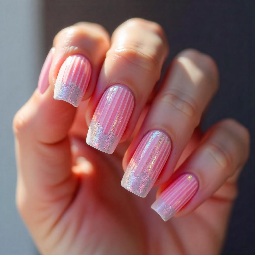 gray and pink shadow nail art