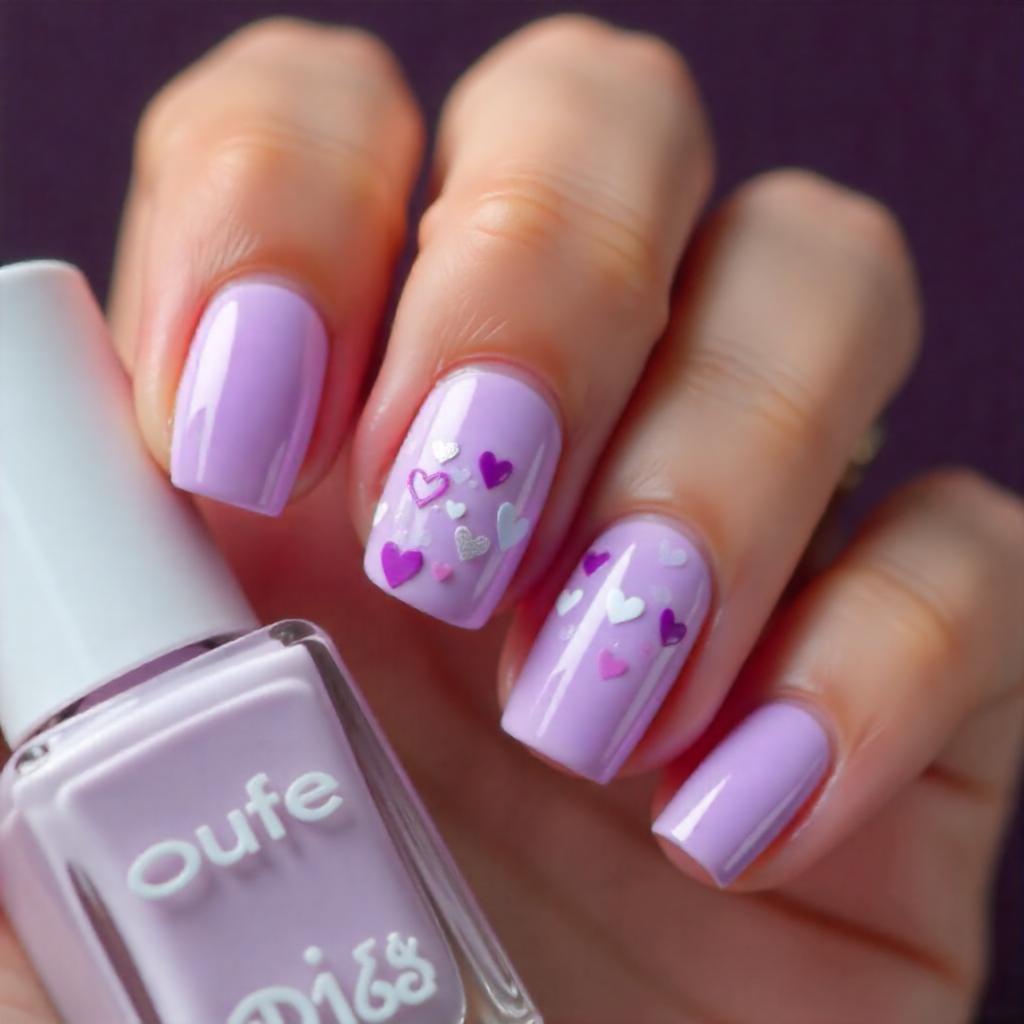 heart shaped lavender nail designs