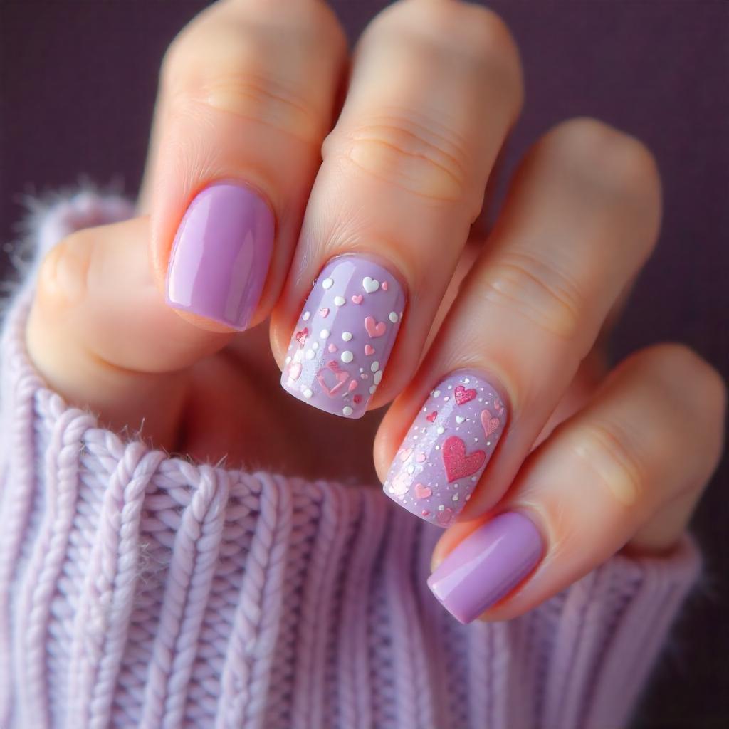 heart shaped lavender nail designs