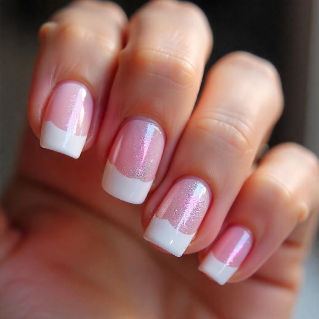 pink and gray french tip nail art