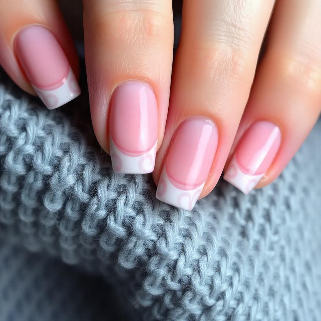 pink and gray french tip nail art