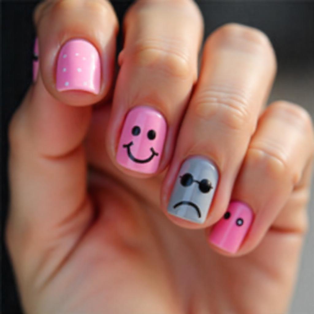 pink and gray nail designs