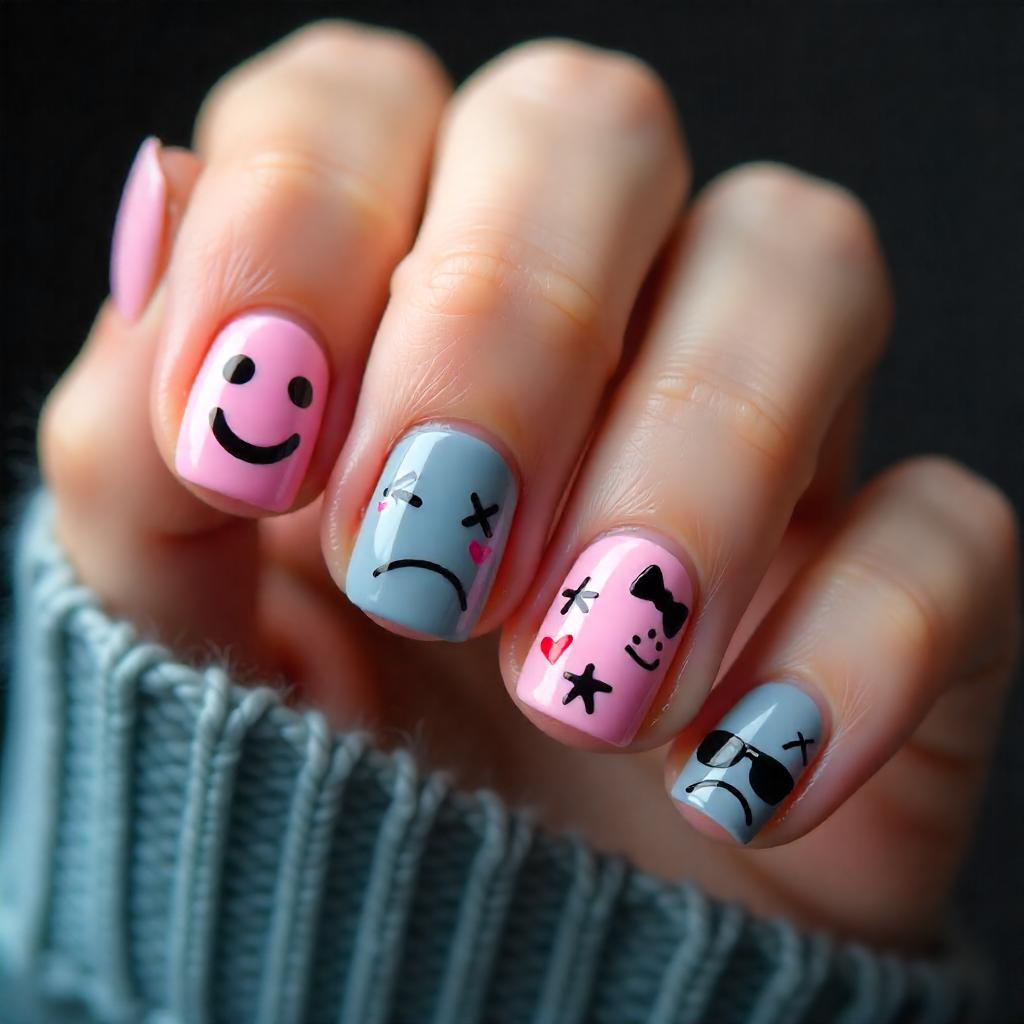 pink and gray nail designs