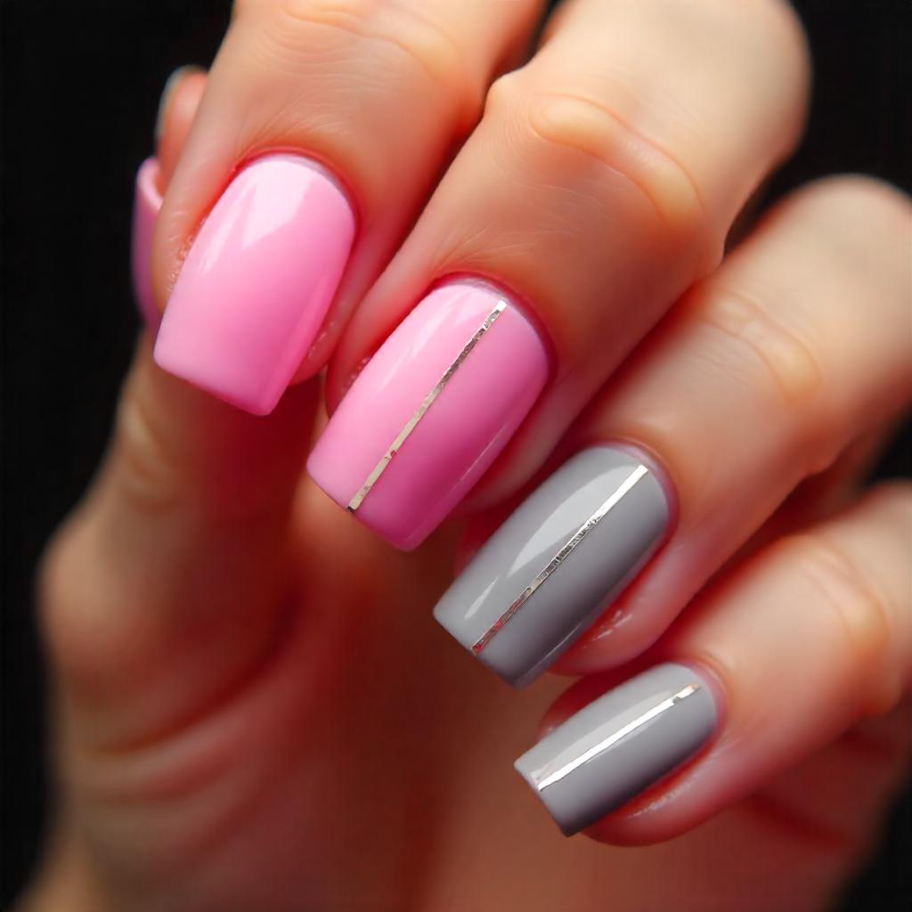 pink and gray nails