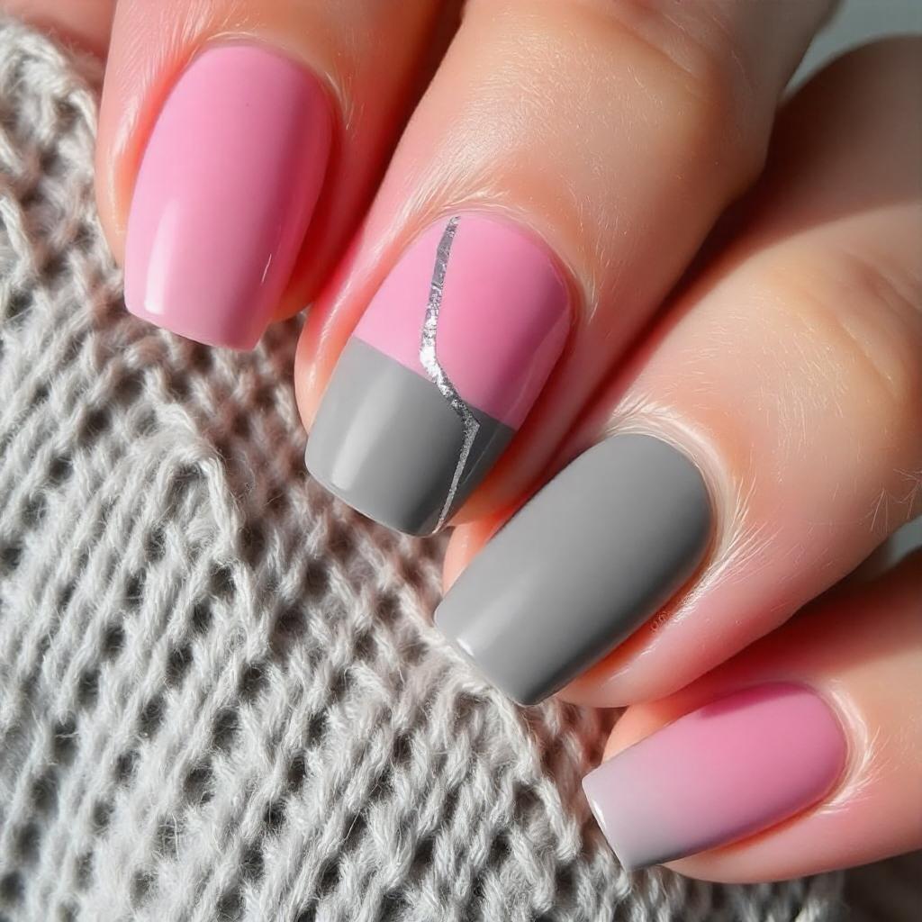 pink and gray nails