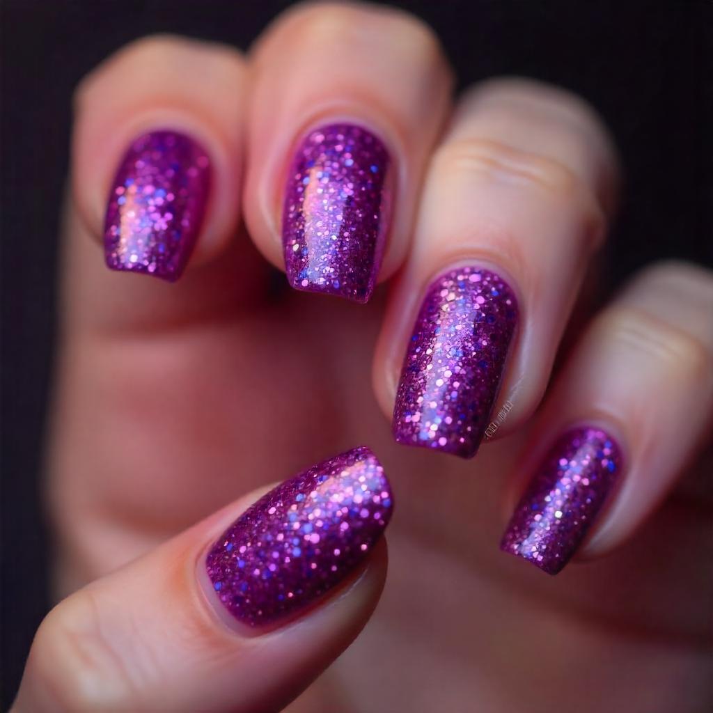 purple glitter nail designs