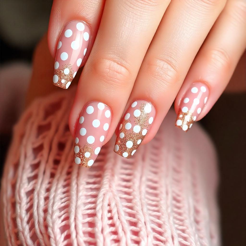 Rose gold and white Nail Designs