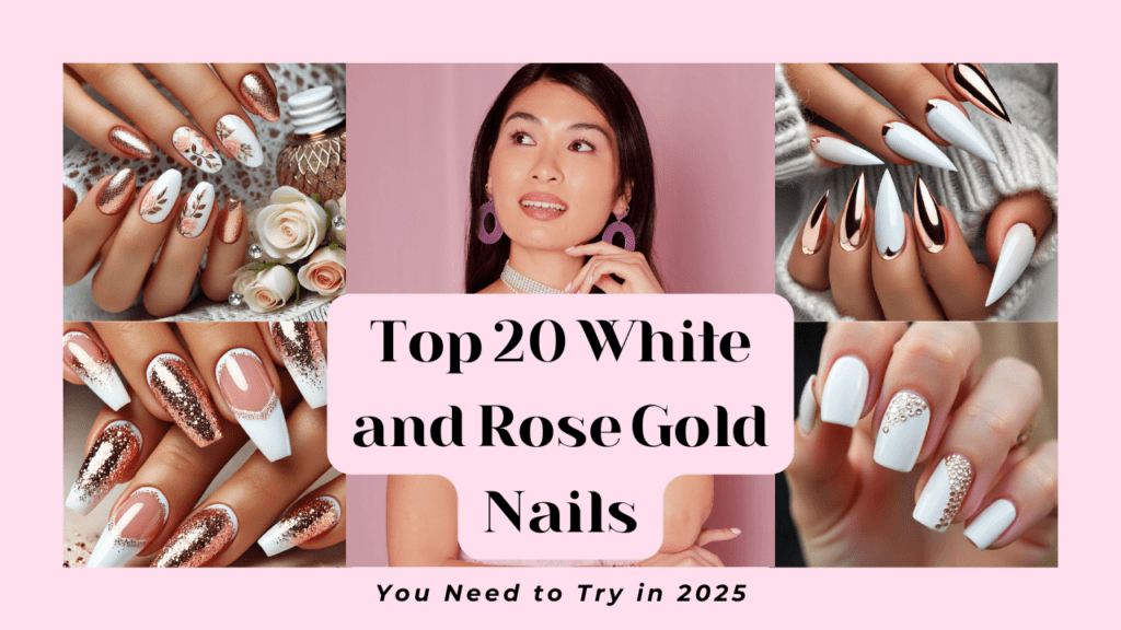 White and Rose Gold Nails