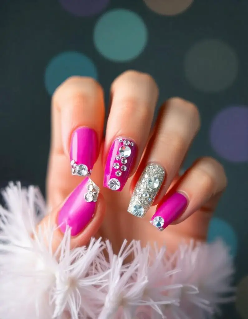 Birthday Rhinestone Nail Ideas