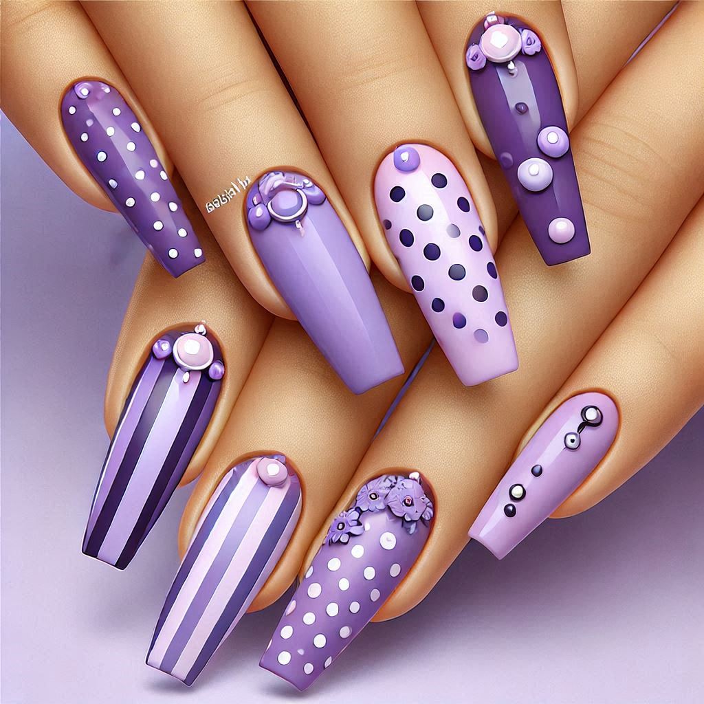 Funky purple nail design