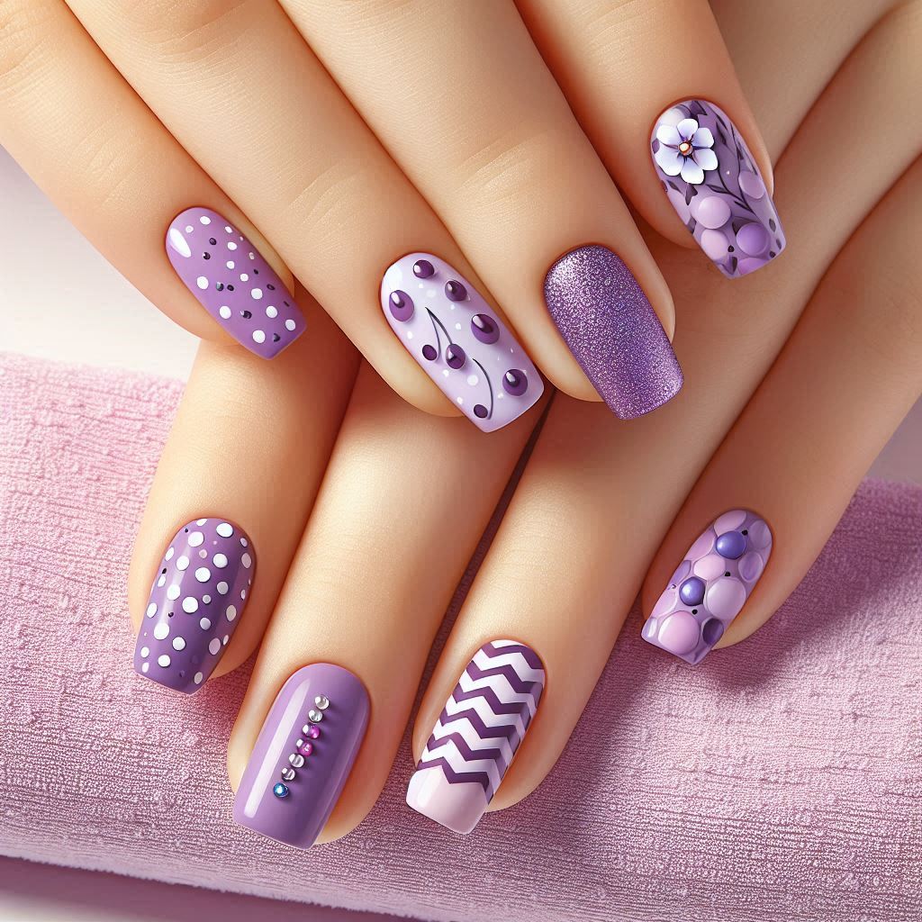 Funky purple nail design