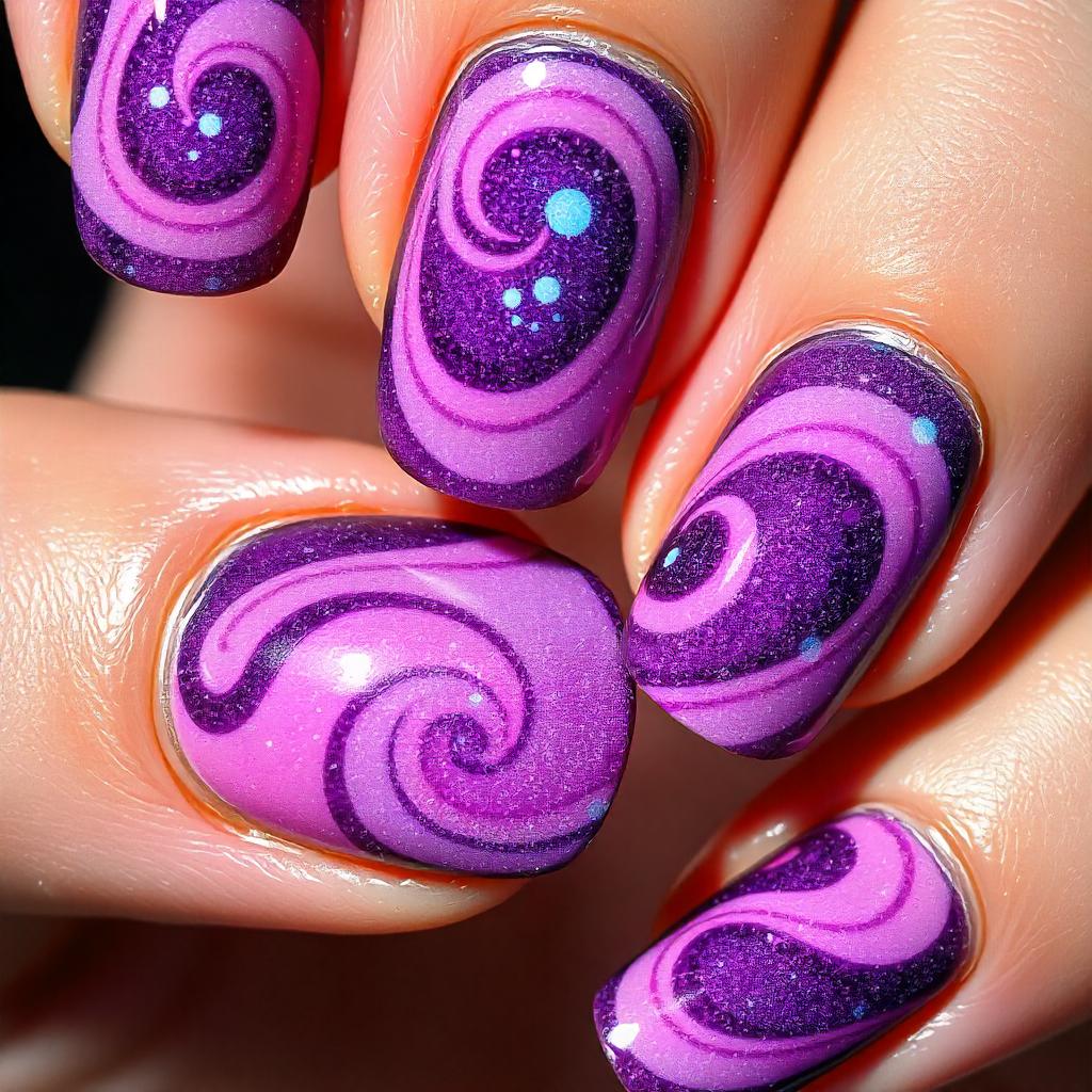 Galaxy Pink Swirl nails