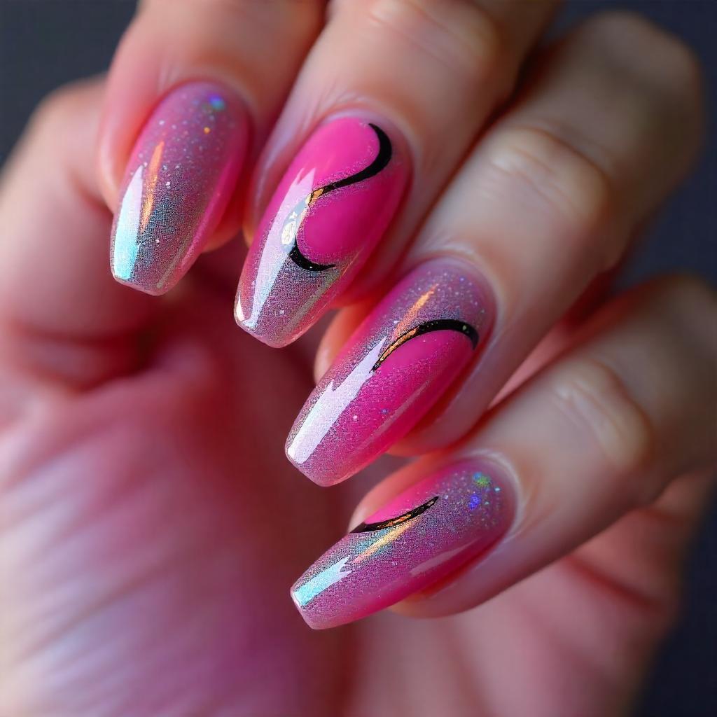 Geometric Swirl nails