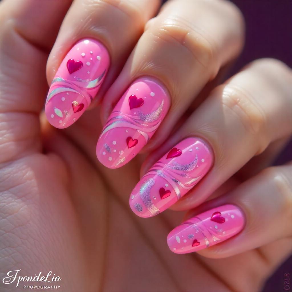  Heart-Shaped Swirl nails