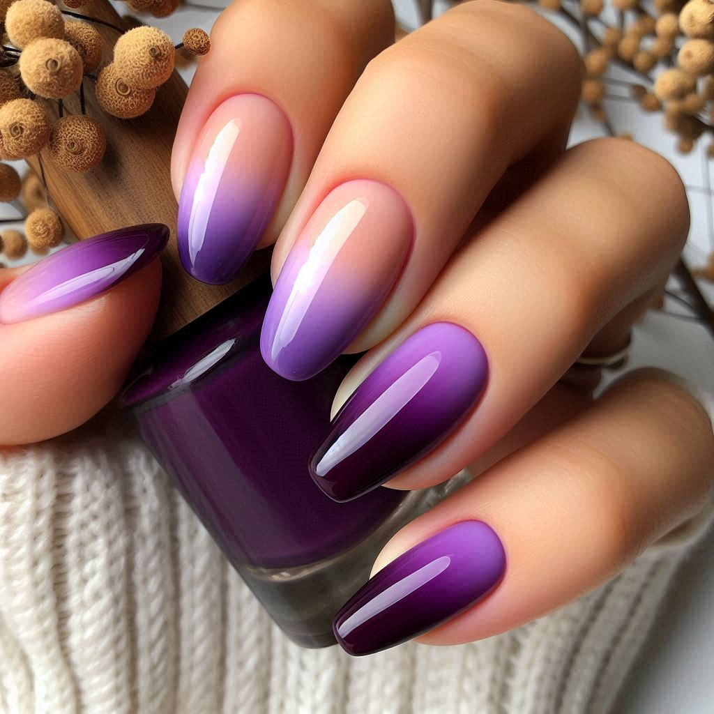 Light and Dark Purple nail art